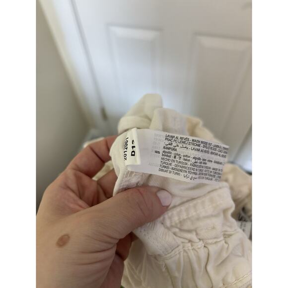 Zara Paper Bag High Rise Cream Lightweight Jeans Size 0 Minimal Barrell Boho - Picture 7 of 7